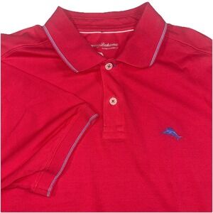 Tommy Bahama Island Modern Fit Supima Cotton Men Large Polo Pinkish Red (READ)